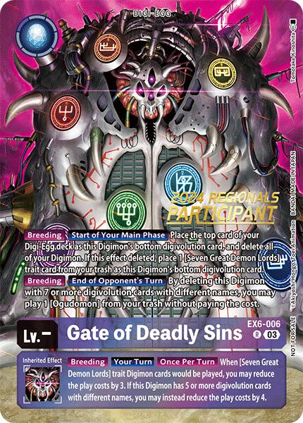 Gate of Deadly Sins [EX6-006] (2024 Regionals Participant) [Infernal Ascension] Online Sale