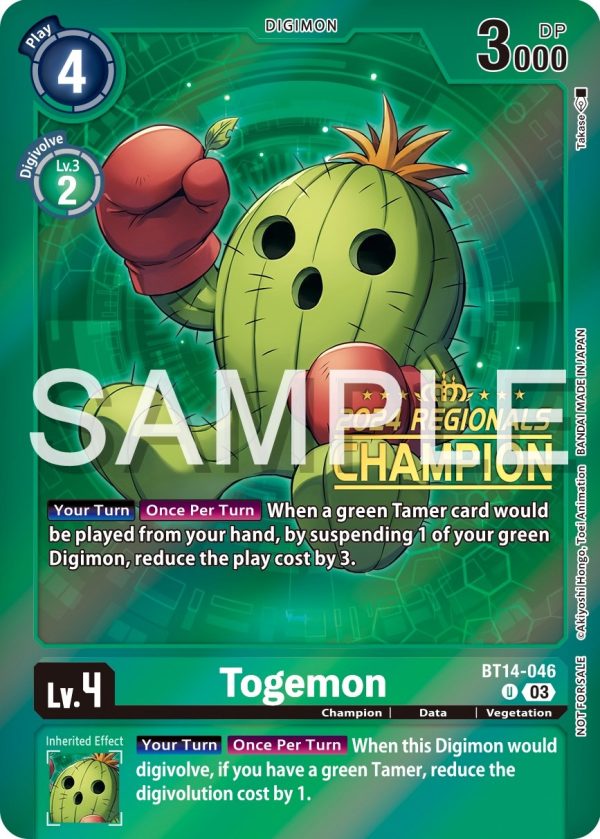 Togemon [BT14-046] (2024 Regionals Champion) [Blast Ace Promos] Online