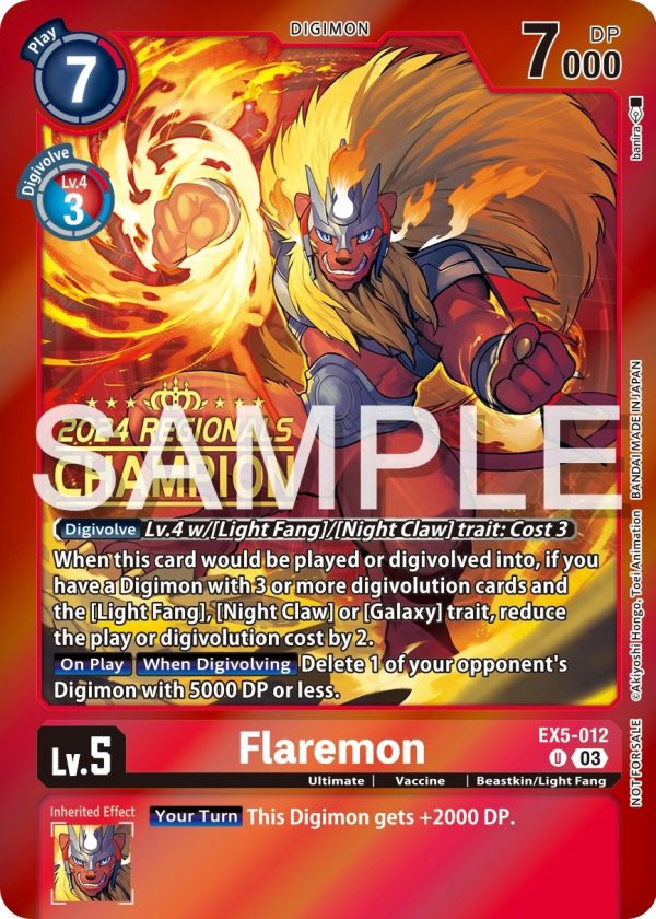 Flaremon [EX5-012] (2024 Regionals Champion) [Animal Colosseum Promos] Online now