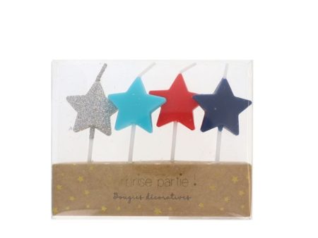 Candle - Stars - Blue Red Sliver For Discount