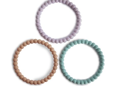 Teether Bracelets - Pack Of 3 - Lilac Cyan Soft Peach Online now