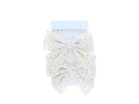 Hair Clips - Cream W Polka Dot Bow Online